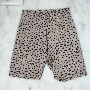 Beach Riot Beige and Black Spotted High-Waist Bike Shorts